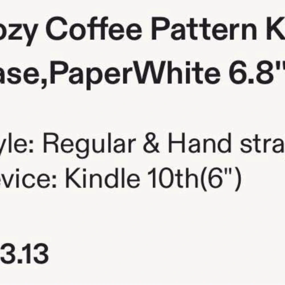 Faux leather Kindle Case with hand strap, Coffee Cup Patterned, Tan